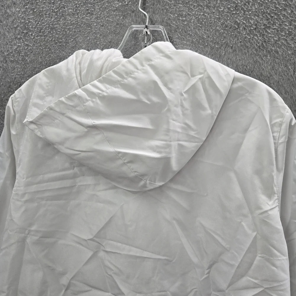 Spyder Men Jacket Large White Windbreaker Hooded‎ Logo Polyester Long Sleeve